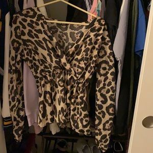Leopard v neck blouse